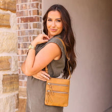 Load image into Gallery viewer, Envelope style crossbody bag with multiple zipper compartments
