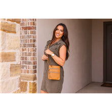 Load image into Gallery viewer, Envelope style crossbody bag with multiple zipper compartments
