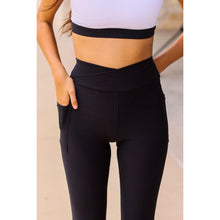 Load image into Gallery viewer, Julia Rose The Chloe crossover black 7/8 ankle length leggings with pockets women’s leggings
