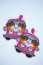 Load image into Gallery viewer, Easter Bunny Tail Seed Bead Earrings in Fuchsia
