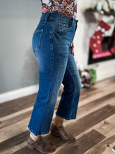 Load image into Gallery viewer, High Rise Cropped Flared Denim
