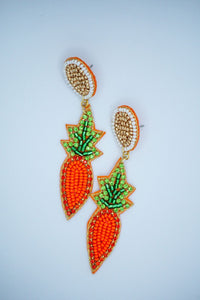 Easter Carrot Seed Bead Earrings in Orange