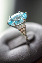 Load image into Gallery viewer, Jayla Oval Cut  Aquamarine Sterling Silver Ring
