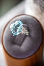 Load image into Gallery viewer, Jayla Oval Cut  Aquamarine Sterling Silver Ring
