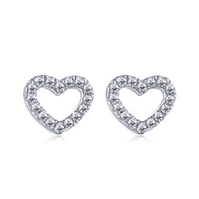 Load image into Gallery viewer, Hearts CZ Sterling Silver Dainty Stud Earrings
