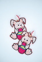 Load image into Gallery viewer, Easter Bunny Egg Seed Bead Earrings in Fuchsia
