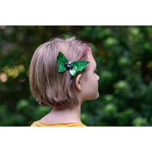 Load image into Gallery viewer, Julia Rose Halloween sequin hair bow, Sparkly Halloween hair bow close-up
