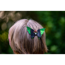 Load image into Gallery viewer, Julia Rose Halloween sequin hair bow, Sparkly Halloween hair bow close-up
