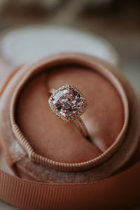 Fiel Pink Gem Cushion Cut Rose Gold Ring