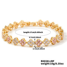 Load image into Gallery viewer, Queenie Multi-colored Rhinestones Four Leaf Clover Bangle Bracelet
