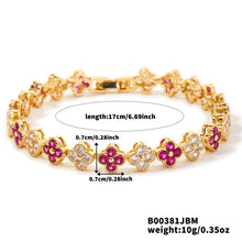 Load image into Gallery viewer, Queenie Multi-colored Rhinestones Four Leaf Clover Bangle Bracelet

