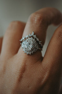 Larissa Oval Cut Silver Ring Set