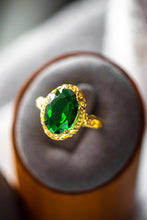 Load image into Gallery viewer, Sophia Emerald Oval Cut Gold Ring
