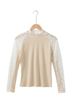 Load image into Gallery viewer, Ribbed Floral Lace Sleeve Top
