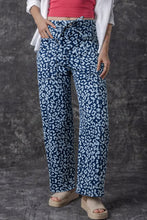 Load image into Gallery viewer, Leopard Print Drawstring Pocketed Wide Leg Jeans
