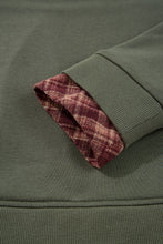 Load image into Gallery viewer, Moss Green Plaid Patchwork Sweatshirt
