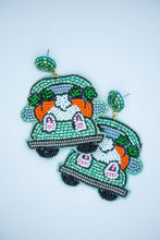 Load image into Gallery viewer, Easter Bunny Tail Seed Bead Earrings in Mint Green
