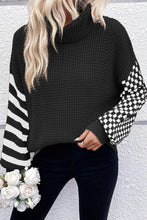 Load image into Gallery viewer, Striped Plaid Waffle Sweater
