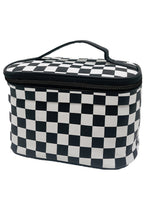 Load image into Gallery viewer, Black Checkered Makeup Bag
