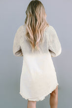 Load image into Gallery viewer, Gray Gradient Long Sleeve Button Up Raw Hem Denim Dress
