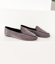 Load image into Gallery viewer, Butterfly Velvet Flats in Grey

