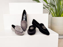 Load image into Gallery viewer, Butterfly Velvet Flats in Grey
