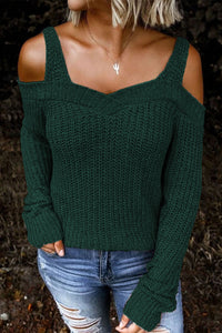 White Dew Shoulder Knitted Sweater