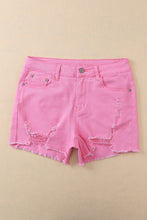 Load image into Gallery viewer, Rose Solid Color Distressed Denim Shorts
