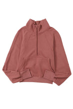 Load image into Gallery viewer, Half Zip Thumbhole Sleeve Sweatshirt
