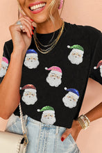 Load image into Gallery viewer, Bring the glitter to Christmas with this sequined Santa T Shirt
