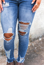 Load image into Gallery viewer, Sky Blue High Waist Distressed Skinny Jeans
