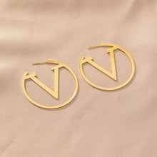 Load image into Gallery viewer, Charee "V" Gold Stud Earrings

