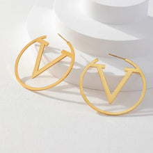 Load image into Gallery viewer, Charee "V" Gold Stud Earrings
