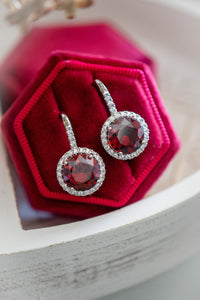 Paris Ruby Round Drop Hook Earrings