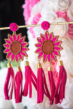 Load image into Gallery viewer, Pink Sunflower Seed Bead Post Earrings
