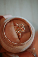Load image into Gallery viewer, Raven Champagne Emerald Stone Rose Gold Ring
