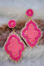 Load image into Gallery viewer, Moroccan Seed Bead Felt Back Earrings in Pink
