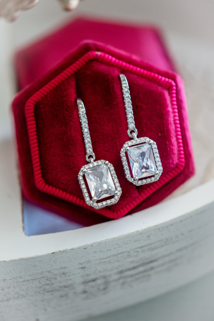 Rylan Rectangular Zircon Drop Earrings