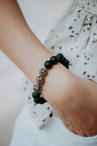 Blaze Wooden Aztec Elastic Bracelet - Black