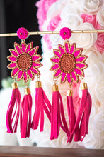 Load image into Gallery viewer, Pink Sunflower Seed Bead Post Earrings
