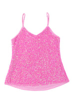 Load image into Gallery viewer, Pink Sequin Adjustable Straps Tank Top
