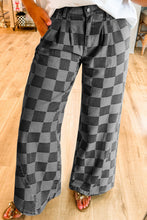 Load image into Gallery viewer, Checkered Light Washed Wide Leg Jeans
