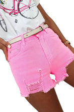 Load image into Gallery viewer, Rose Solid Color Distressed Denim Shorts
