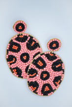 Load image into Gallery viewer, Leopard Felt Back Seed Bead Earrings in Peach
