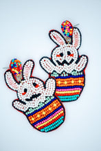 Load image into Gallery viewer, Easter Bunny on Egg Seed Bead Earrings in Multi-Color
