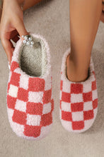 Load image into Gallery viewer, Fiery Red Checkered Fuzzy Slippers

