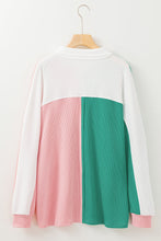 Load image into Gallery viewer, Colorblock Ribbed Oversized Button Top
