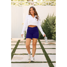 Load image into Gallery viewer, Ready to Ship | The Abby - NAVY Crossover Biker 5" Shorts  - Luxe Leggings by Julia Rose®
