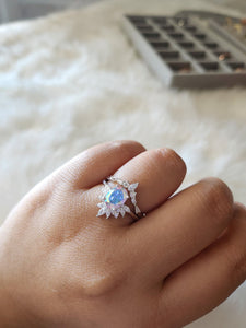 Giselle Mixed Moonstone Oval  2PC Ring Set