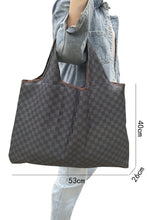 Load image into Gallery viewer, Black Checkered Foldable Tote Bag
